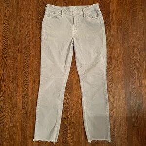 MOTHER Mid Rise Dazzler Ankle Fray Corduroy in Hopscotch (Light Blue)